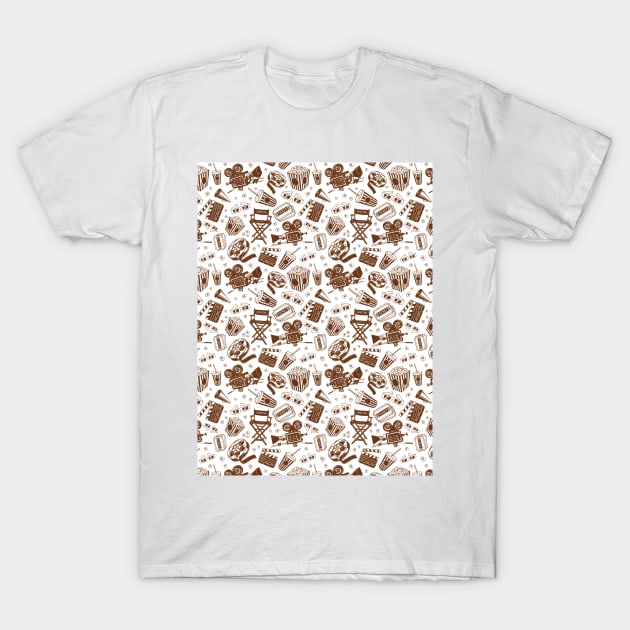 Cinema Pattern | Sepia BG Black T-Shirt by Oliveirallan